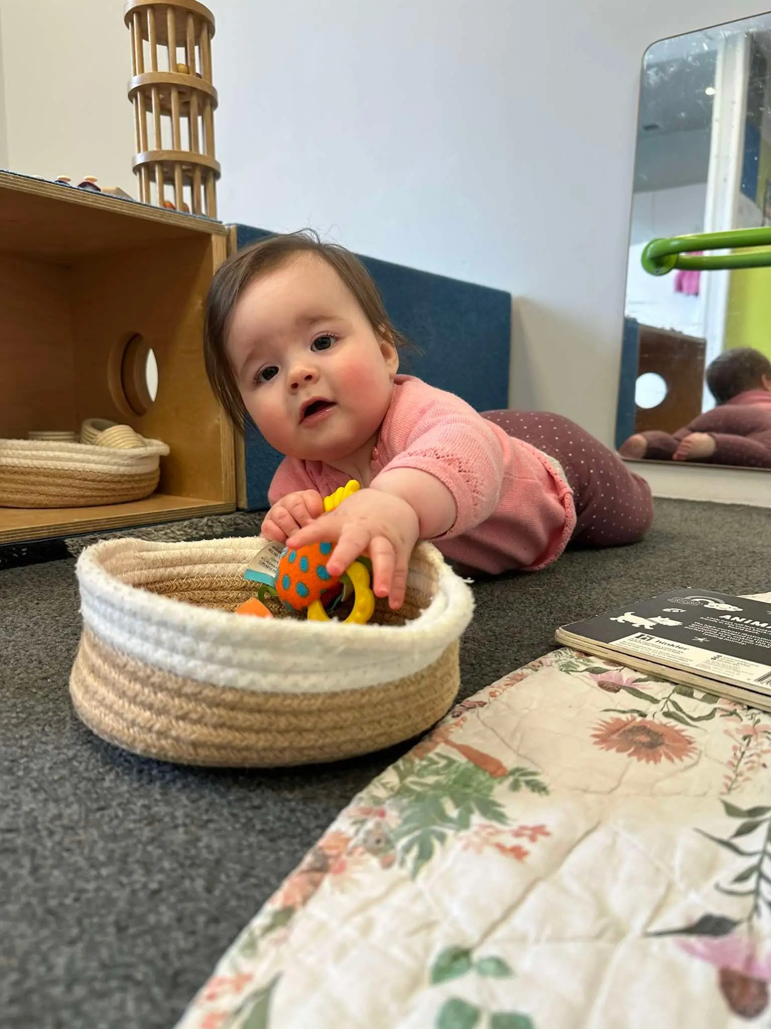 infant crawling grabbing toys